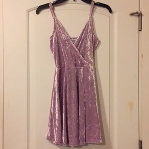 mauve crushed velvet wrap dress